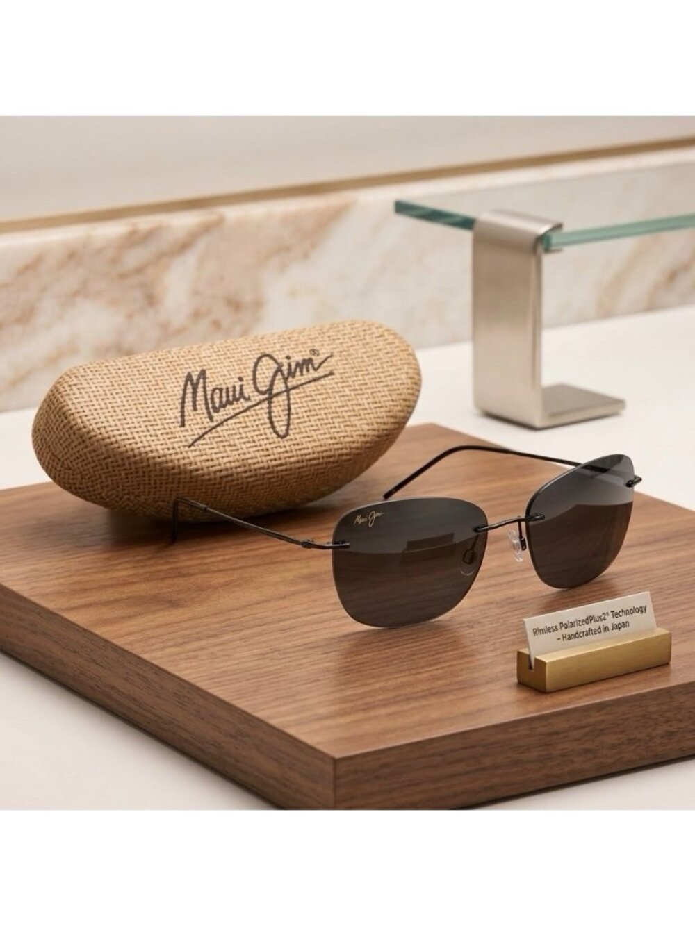 Maui Jim Apapane MJ 717-02D Rimless Dark Gunmetal Gray Lens Sunglasses - Japan